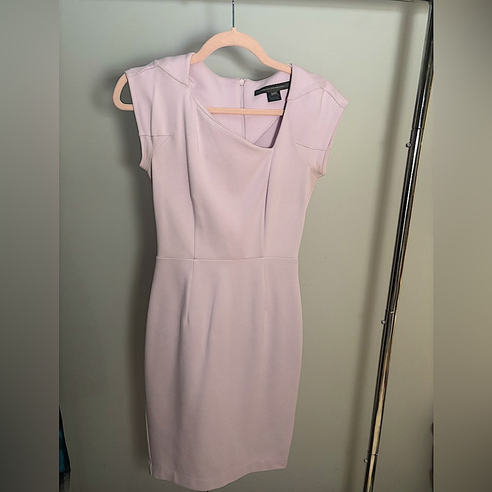 Cut sleeve French Connection formal dress in a pastel blush pink